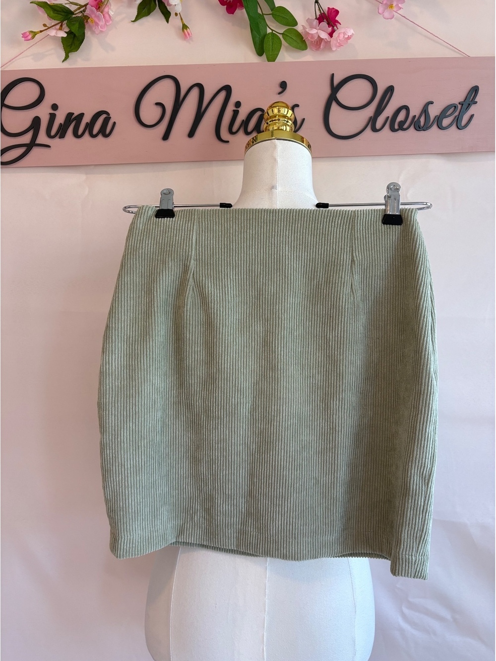 BP Corduroy Skirt in Sage Green, Size Small
